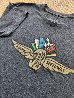 Indiana Motor Speedway Authentic Apparel Men's XL Heather Blue Graphic T-Shirt
